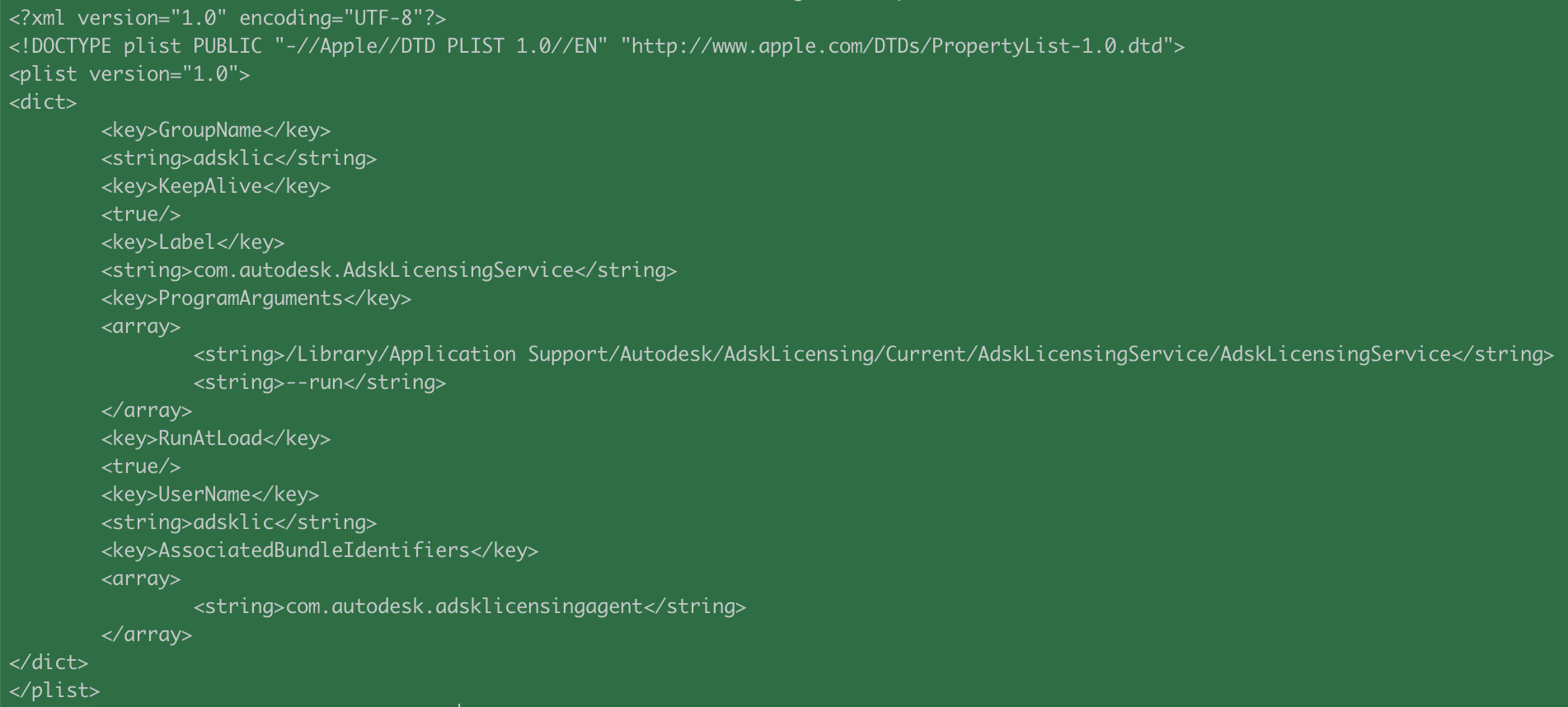 Fichier:Contenu du fichier com.autodesk.AdskLicensingService.plist.png