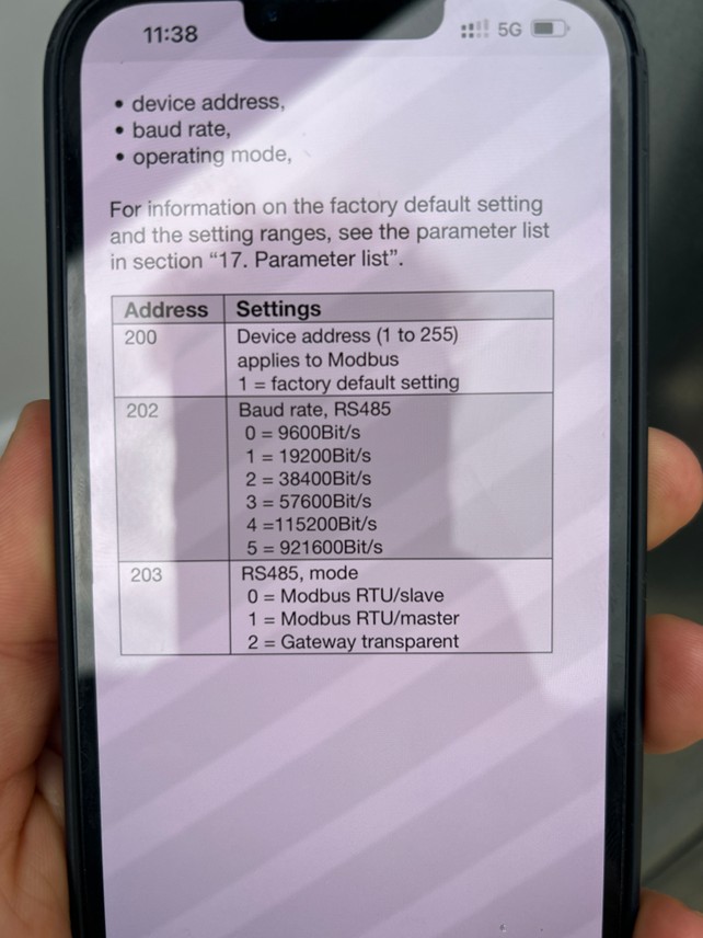 Paramètre compteur janitza