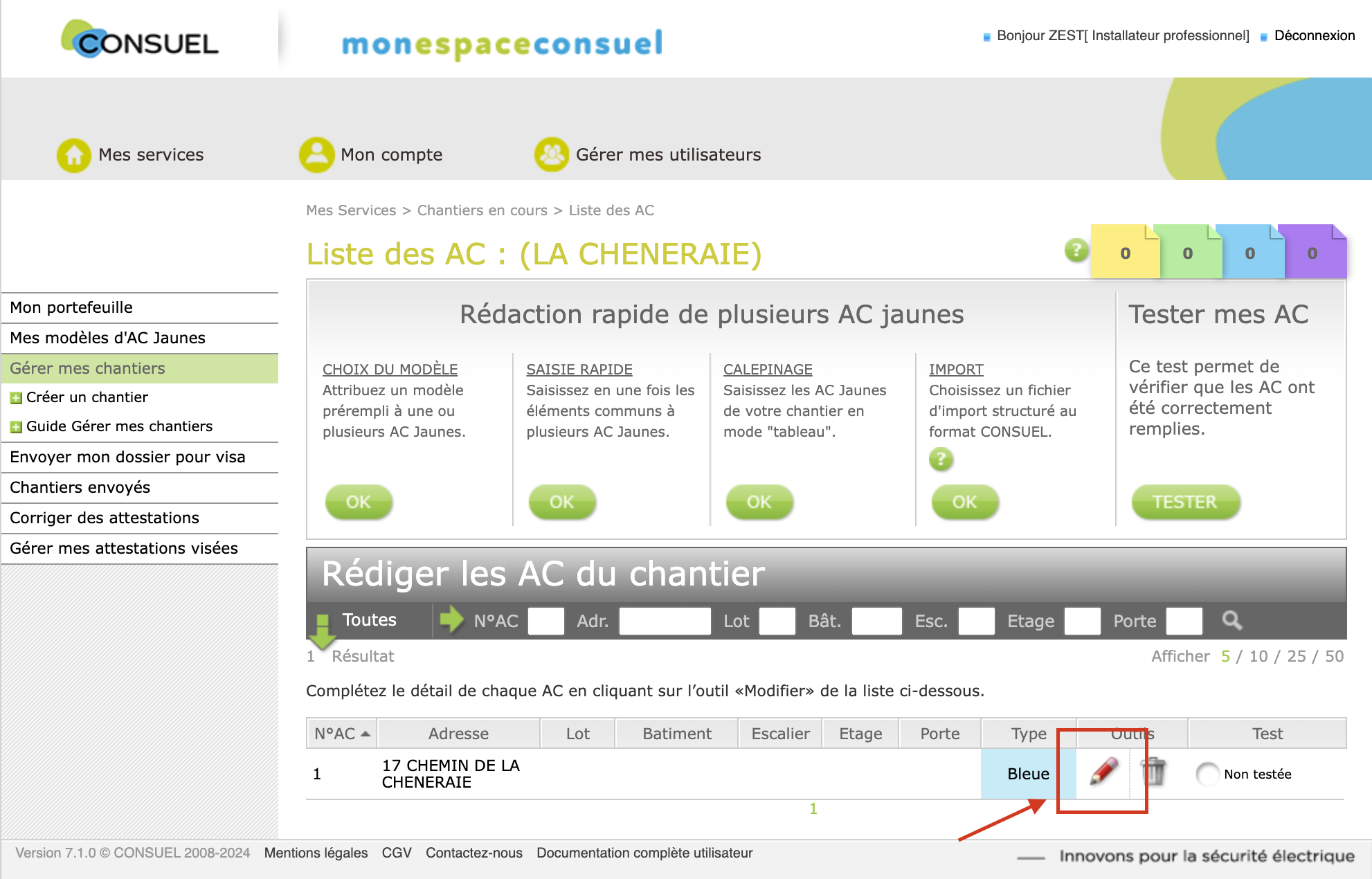 Editer attestation